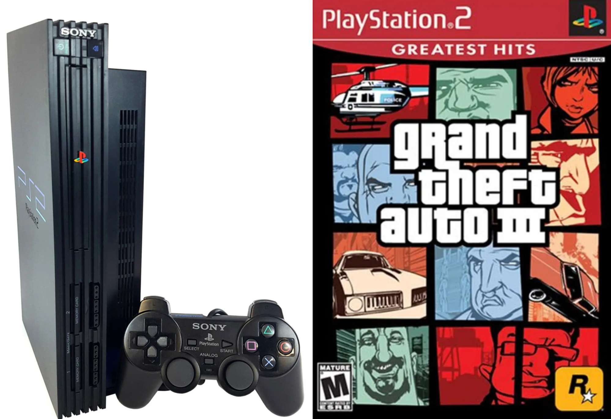 Sony PlayStation 2 PS2 and Grand Theft Auto iii Fat Console Bundle