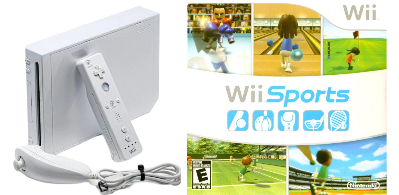 Nintendo Wii White Console (RVL-001) And Wii Sports Bundle