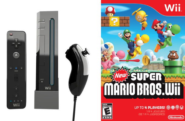 Nintendo Wii Black Console Bundle And New Super Mario Bros Wii Bundle